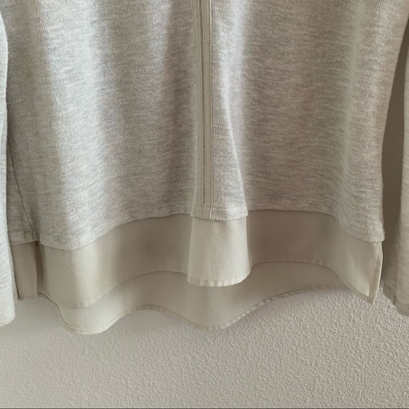 Sanctuary Knit Mixed Media Sweater V Neck Front Cut Neutral Minimalist Medium - Picture 9 of 12